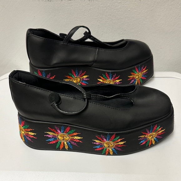 FARM Rio Shoes - FARM Rio Platform Ballerina Mary Jane Black Flats with Colorful Accents, so nice